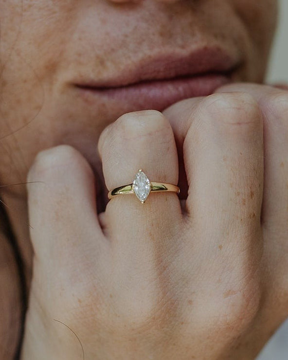 טבעת סוליטר מרקיזה יהלום מעבדה