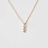 Rainbow Sapphire vertical bar necklace (6907442036894)