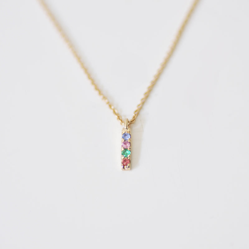 Rainbow Sapphire vertical bar necklace (6907442036894)