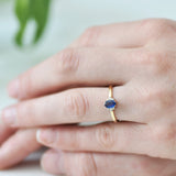 Oval blue sapphire & tiny halo (6658845966494)