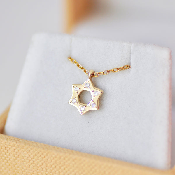 Small Dainty Diamond Magen David Chain Necklace – Velvet Box Jewels