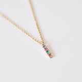 Rainbow Sapphire vertical bar necklace (6907442036894)