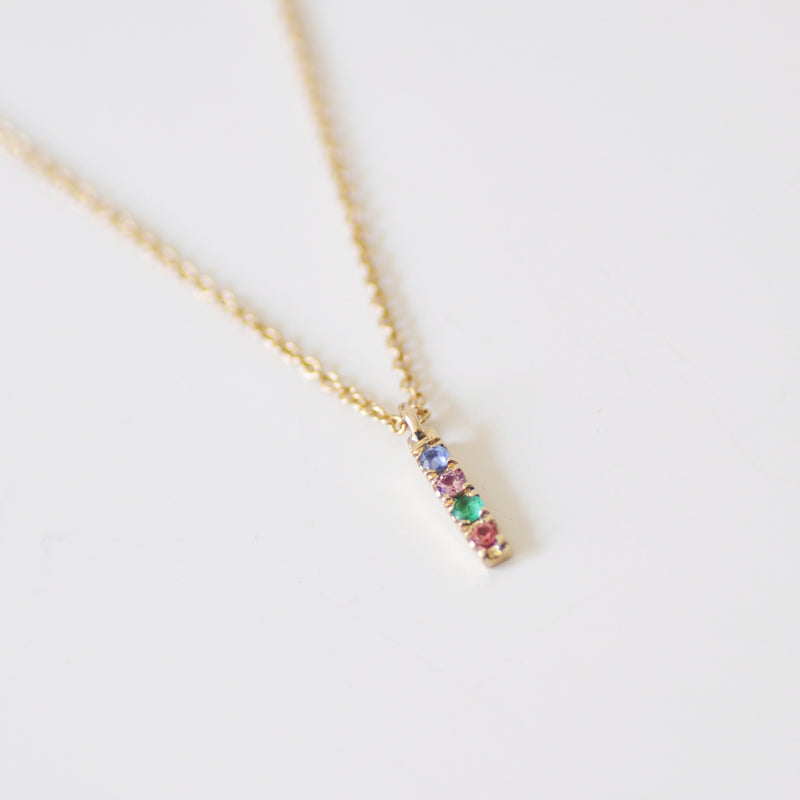 Rainbow Sapphire vertical bar necklace (6907442036894)