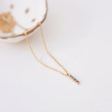 Rainbow Sapphire vertical bar necklace (6907442036894)