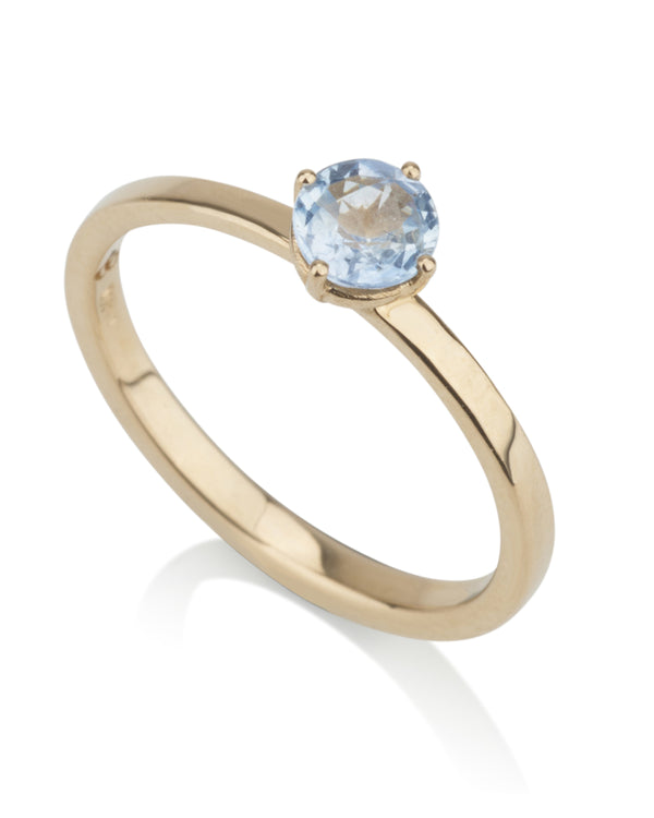 טבעת סוליטר עגול ספיר כחול